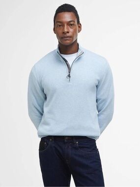 Barbour Pale Blue Half-Zip Sweater
